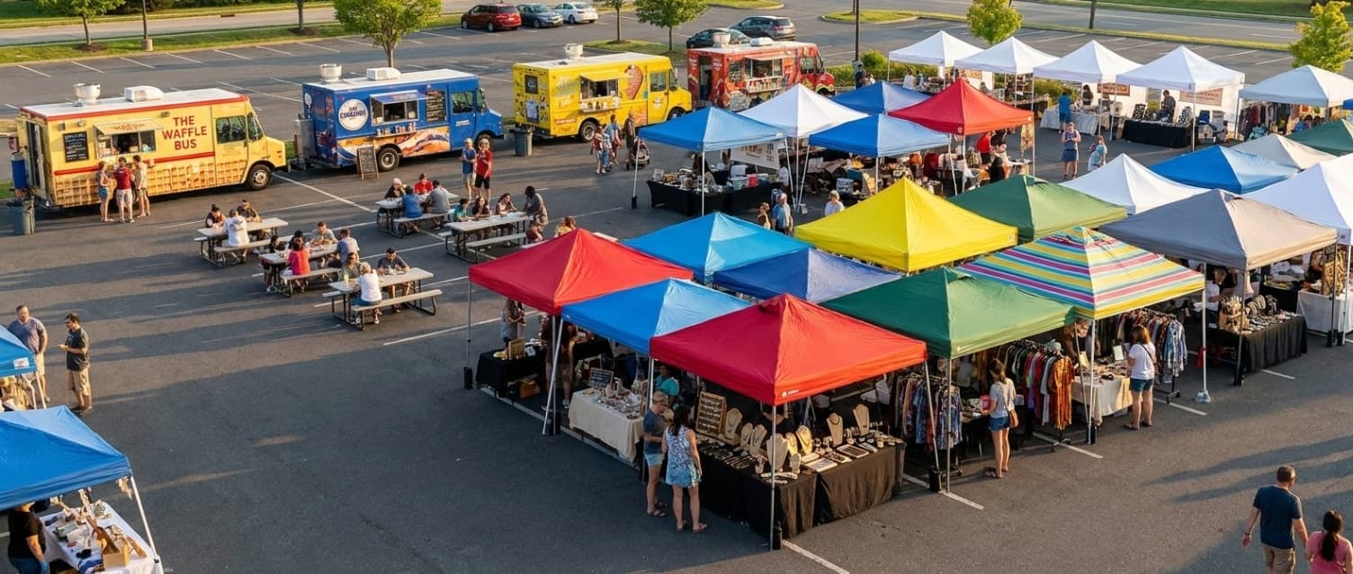 Fiesta Shopping Center Food Truck Park - Pop up Tent Event - Flea Market